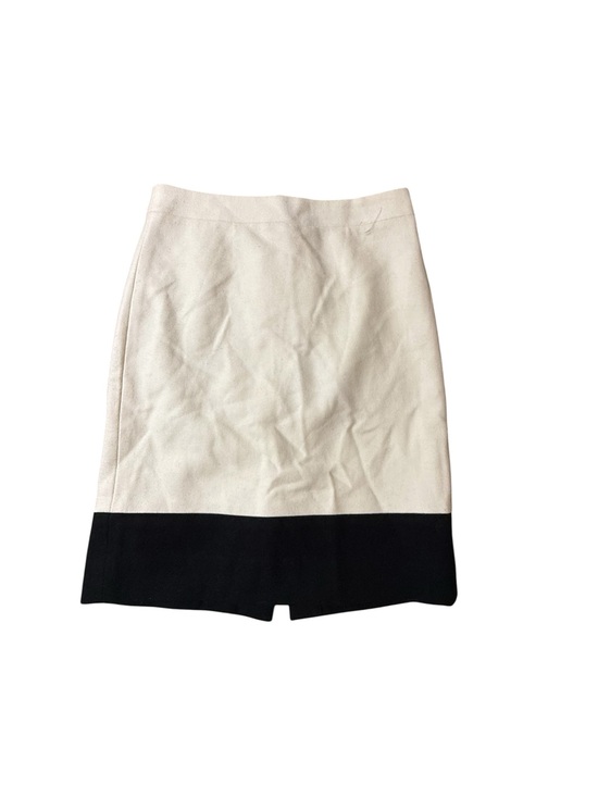 J. Crew Dresses & Skirts - J. CREW The Pencil Skirt Wool Blend Ivory Off White Black Colorblock Size 0